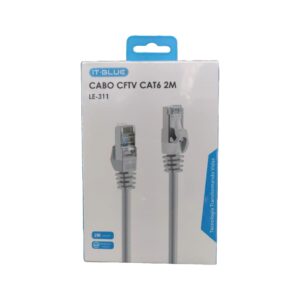 Cabo de Rede IT-BLUE LE-311, CAT6, 2M, CFTV, Cinza